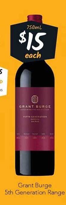 Cellarbrations Grant burge 5th generation range offer