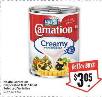 IGA Nestlé carnation evaporated milk selected varieties offer