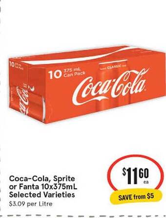 IGA Coca-cola, sprite or fanta selected varieties offer