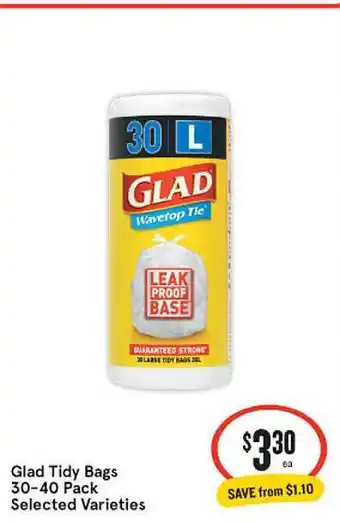 IGA Glad tidy bags selected varieties offer