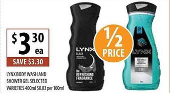 Supabarn Lynx body wash and shower gel selected varieties offer