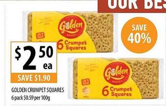 Golden crumpet squares