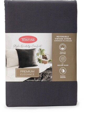 BIG W Tontine reversible vintage stripe euro pillowcase charcoal offer