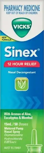 Pharmacist Advice Vicks sinex nasal decongestant 15ml offer
