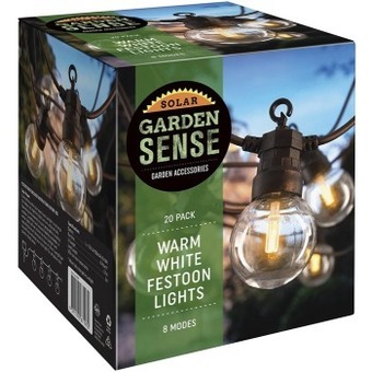 Garden sense 20-pack solar festoon lights