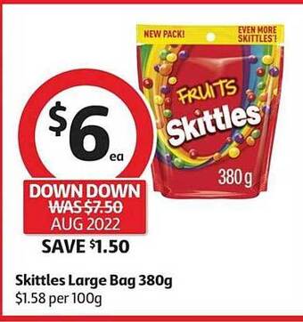 Coles Skittles large bag 380g offer