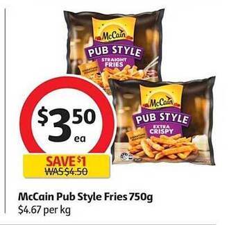 Coles Mccain pub style fries 750g offer