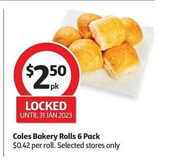 Coles Coles bakery rolls 6 pack offer