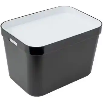 Officeworks Otto black and white stacking tub - 17.5l offer