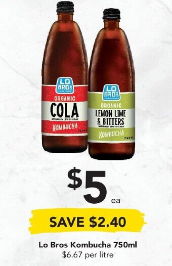 Drakes Lo Bros Kombucha 750ml offer