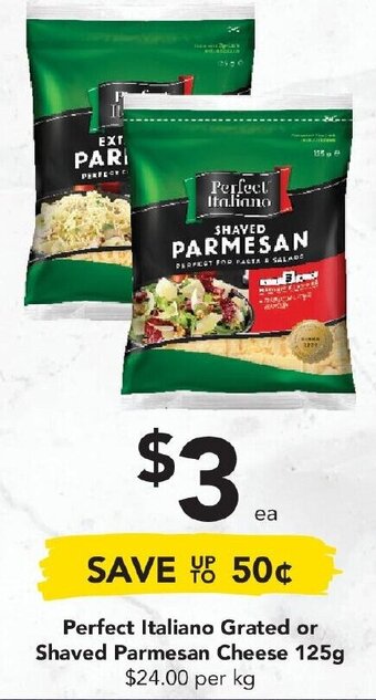 Drakes Perfect Italiano Grated or Shaved Parmesan Cheese 125g offer