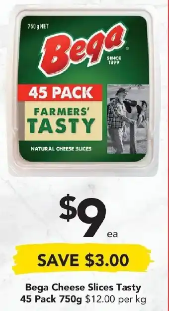Drakes Bega Cheese Slices Tasty 45 Pack 750g offer