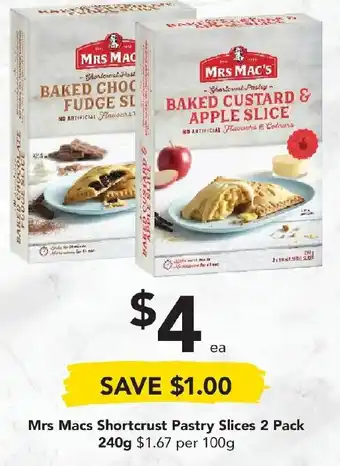 Drakes Mrs Macs Shortcrust Pastry Slices 2 Pack 240g offer