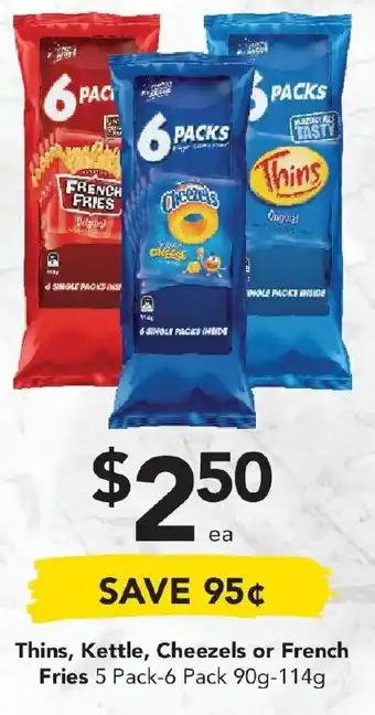 Drakes Thins, Kettle, Cheezels or French Fries offer