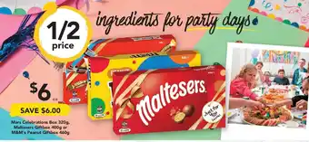 Drakes Mars Celebrations Box 320g, Maltesers Giftbox 400g or M&M's Peanut Giftbox 460g offer