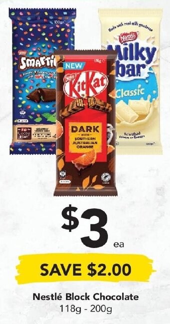 Drakes Nestlé Block Chocolate 118g-200g offer