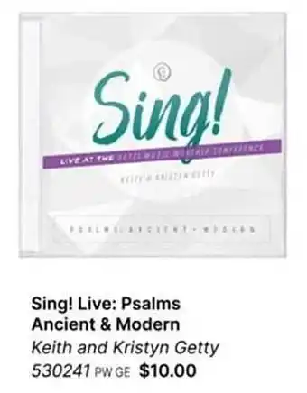 Koorong Sing! live: psalms ancient & modern keith and kristyn getty offer