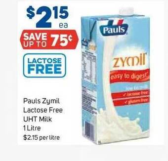 Foodland Pauls zymil lactose free uht milk 1 litre offer