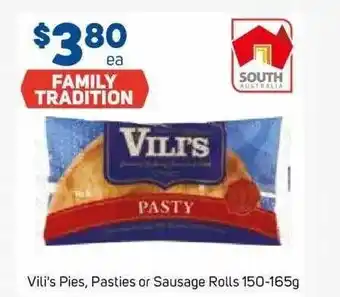 Foodland Vili's pies, pasties or sausage rolls offer