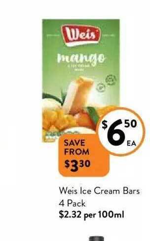 Foodworks Weis ice cream bars offer