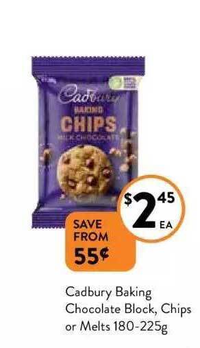 Foodworks Cadbury baking chocolate block, chips or melts offer