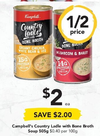 Drakes Campbell's Country Ladle with Bone Broth Soup 505g offer