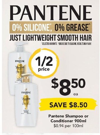 Drakes Pantene Shampoo or Conditioner 900ml offer
