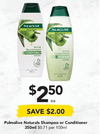 Drakes Palmolive Naturals Shampoo or Conditioner 350ml offer