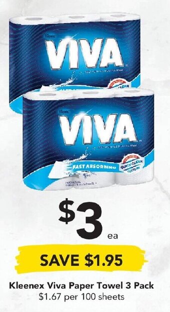 Drakes Kleenex Viva Paper Towel 3 Pack offer