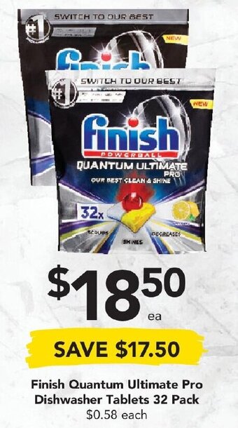 Drakes Finish Quantum Ultimate Pro Dishwasher Tablets 32 Pack offer