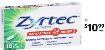 ALDI Antihistamine Zyrtec Tablets 10pk offer