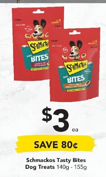 Drakes Schmackos Tasty Bites Dog Treats 140g-155g offer