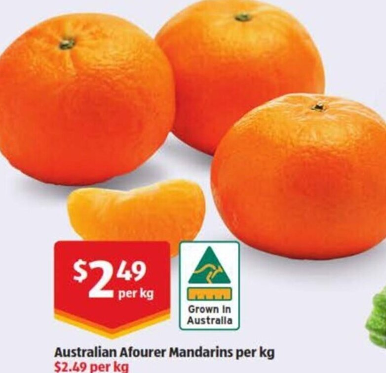 Australian Afourer Mandarins per kg offer at ALDI