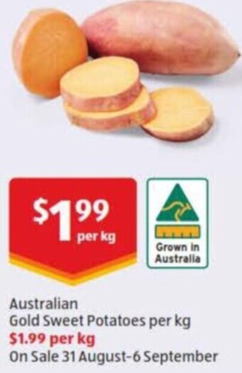 ALDI Australian Gold Sweet Potatoes per kg offer