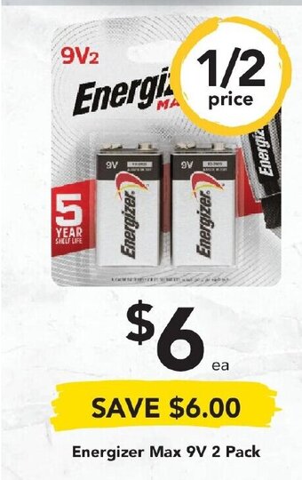 Drakes Energizer Max 9V 2 Pack offer