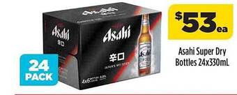 Liquorland Asahi super dry bottles 24x330ml offer