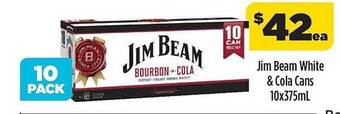Liquorland Jim beam white & cola cans 10x375ml offer