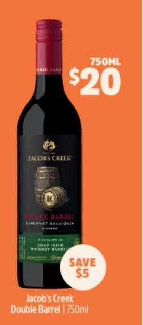 BWS Jacob's creek double barrel 750ml offer