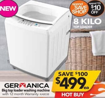 Germanica 8Kg Top Loader Washing Machine