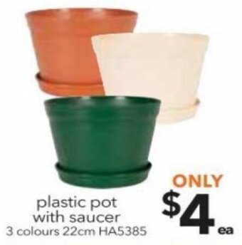 Cheap as Chips Plastic Pot With Saucer 22cm offer