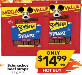 Cheap as Chips Schmackos Beef Strapz 800g offer