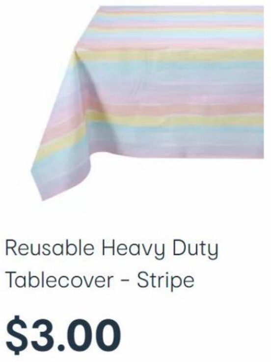 Reusable Heavy Duty Tablecover Stripe offer at Kmart