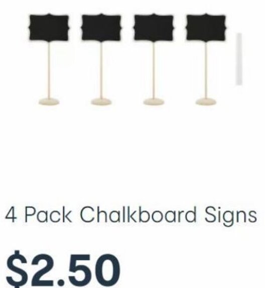 4 Pack Chalkboard Signs offer at Kmart