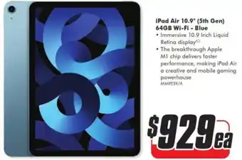 The Good Guys Ipad Air 10.9" (5th Gen) 64GB WiFi - Blue offer