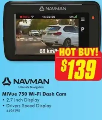 The Good Guys Navman MiVue 750 Wi-Fi Dash Cam offer