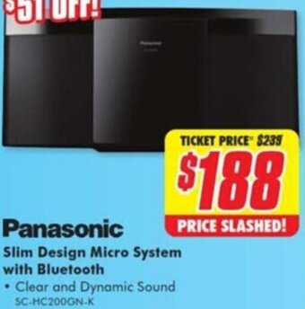 The Good Guys Panasonic Slim Design Micro System With Bluetooth offer