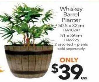 Cheap as Chips Whiskey barrel planter offer