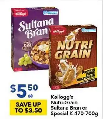 Ritchies Kellogg's nutri-grain, sultana bran or special k 470-700 g offer
