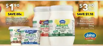Ritchies Jalna organic bio-live super probiotic yoghurt 160 g, jalna organic bio-live super probiotic yoghurt 480 g offer