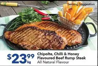 Chipolte, chilli & honey flavoured beef rump steak